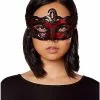 Red And Black Lace Sequin Eye Half Mask 2 Red And Black Lace Sequin Eye Half Mask -Halloween Sales 01408558 a
