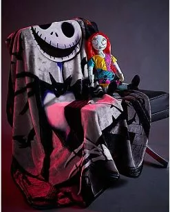 Jack And Sally Reversible Fleece Blanket - The Nightmare Before Christ -Halloween Sales 01414473 d