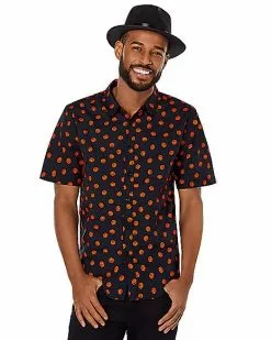 Pumpkin Print Button Down Shirt 7 Pumpkin Print Button Down Shirt -Halloween Sales 01526292 c