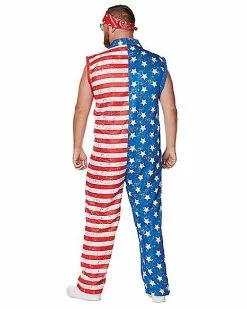 Adult Stars And Stripes Plus Size Jumpsuit Costume -Halloween Sales 01576016 b