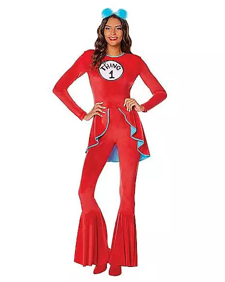 Adult Thing 1 And Thing 2 Bell Bottom Costume - Dr. Seuss 3 Adult Thing 1 And Thing 2 Bell Bottom Costume - Dr. Seuss