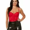Red Pleather Lace Cup Bodysuit -Halloween Sales 01587500 a