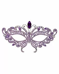 Purple Butterfly Crystal Eye Half Mask -Halloween Sales 01588755 b