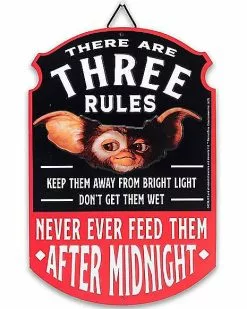 Three Rules Gizmo Sign - Gremlins