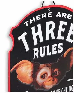 Three Rules Gizmo Sign - Gremlins -Halloween Sales 01591791 d